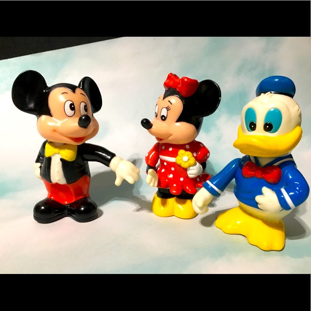 DISNEY VTG 80s Mickey Minnie Donald Posable Banks